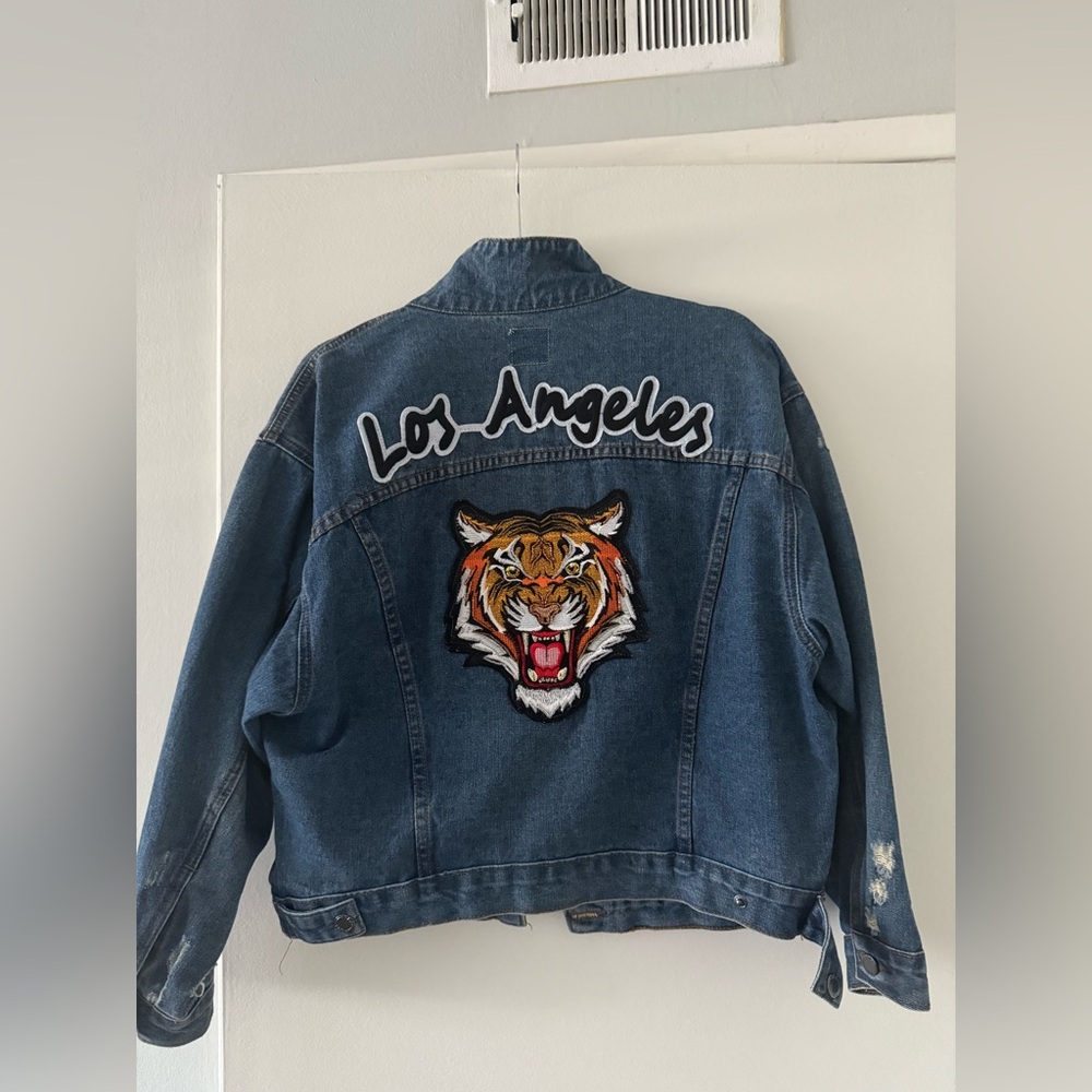 Denim Jacket with Tiger Patch
